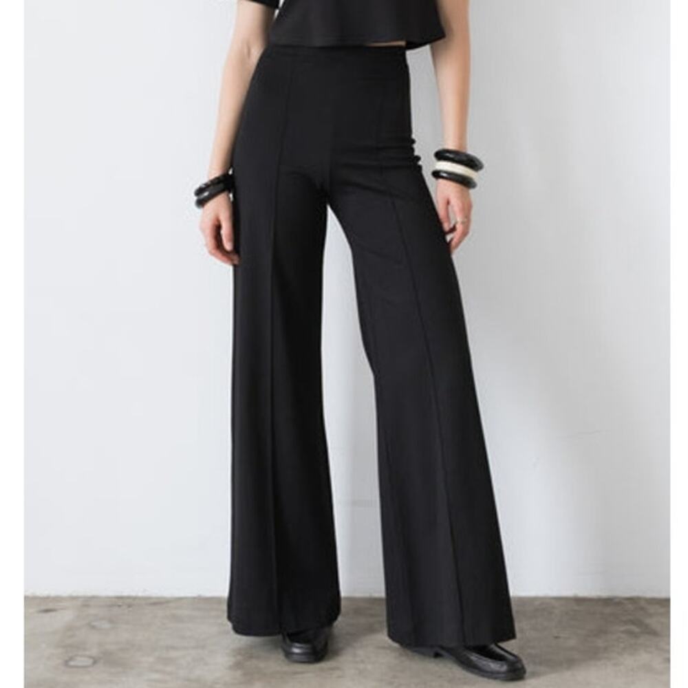 Ripley Rader Ponte Knit Pants Black Wide Leg Business Casual Women's 4/US L